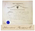 Theodore Roosevelt Document Signed as President -- 1908 