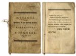 John Adams 1798 State of the Union Address -- Very Rare Booklet Entitled Message to Congress