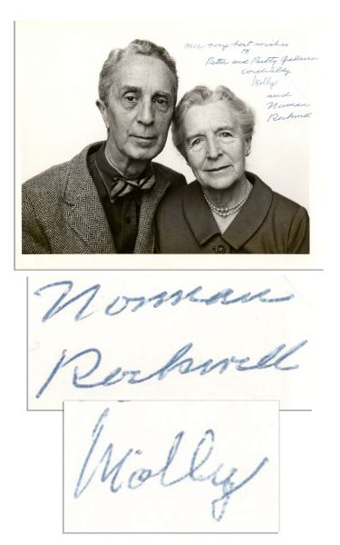 Norman Rockwell Signed 10'' x 8'' Photo With His Wife Molly -- Rare Image
