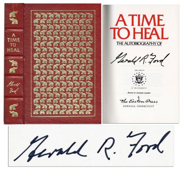 Gerald Ford Signed Easton Press Edition of His Autobiography ''A Time to Heal''