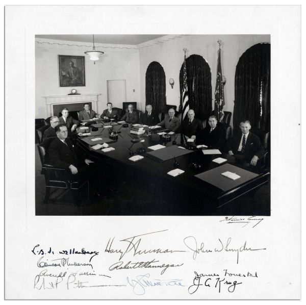 Impressive Signed Photo of President Harry Truman and His Cabinet -- 11.5'' x 11.5''