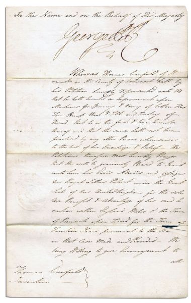 George IV Signs a Patent Document as Prince Regent on His Father's Behalf
