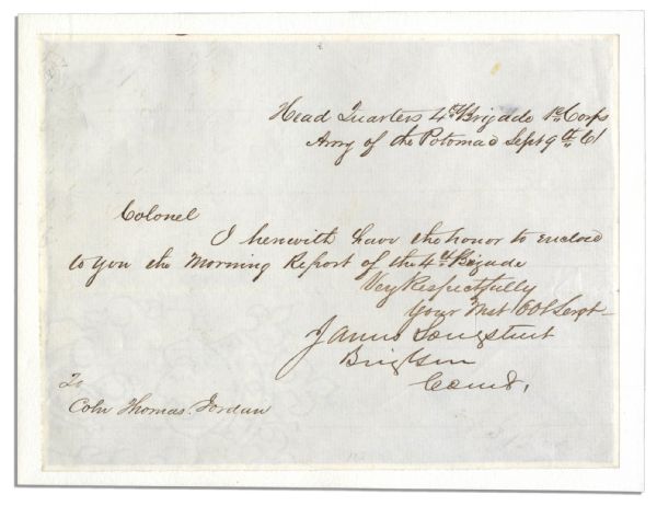 Confederate General James Longstreet War-Dated Autograph Letter Signed