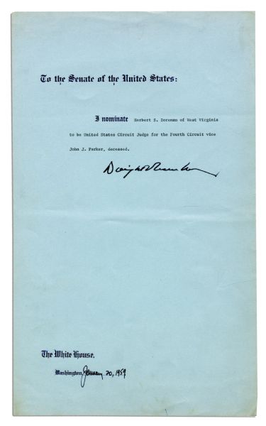 Dwight Eisenhower 1959 Document Signed as President -- With PSA/DNA COA