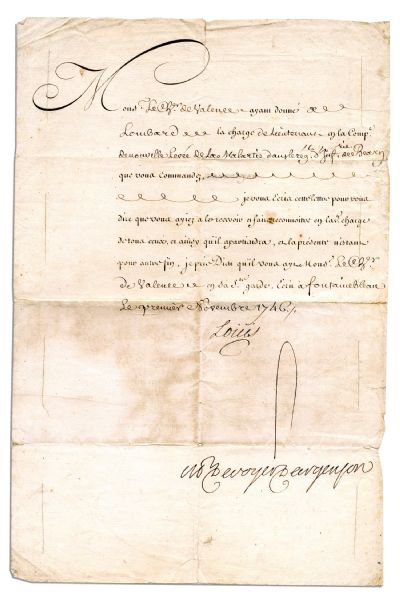 French King Louis XV Signed Document -- the King Whose Reign Begun the End of the French Monarchy