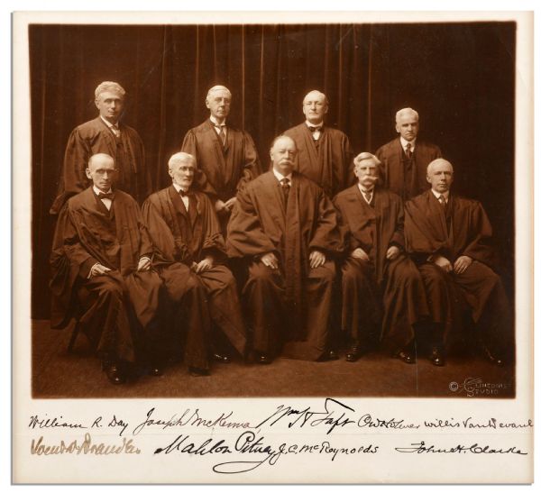 William Taft Supreme Court Signed Photo -- Signed by All Nine Justices -- 9.5'' x 9''