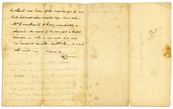 Declaration Signer George Clymer Autograph Letter Signed Regarding a Slave Exchange -- ''...Captain Litle proposed...to exchange his black girl registered in Penn'a for Judy...'' -- 1768