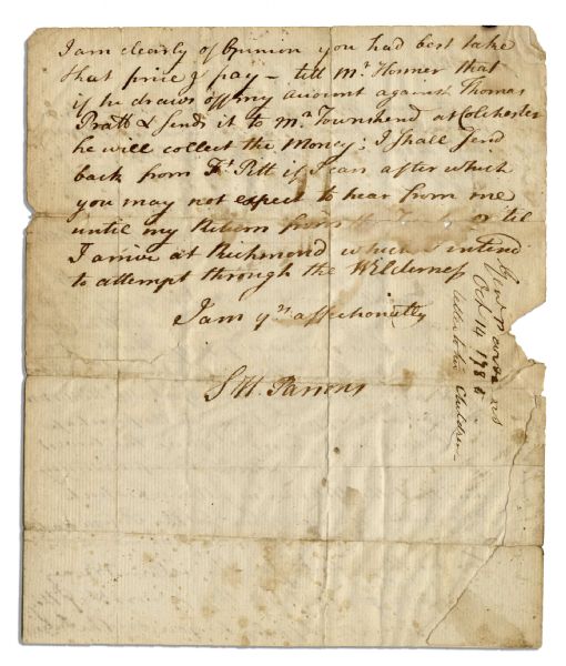American Revolutionary General Samuel Holden Parsons Autograph Letter Signed -- ''...Dr. Cogwell applied to me for the purchase of the Horseneck farm...'' -- 1785