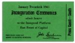 John F. Kennedy's Presidential Inauguration Invitation, Ticket & Program -- Special Press Packet