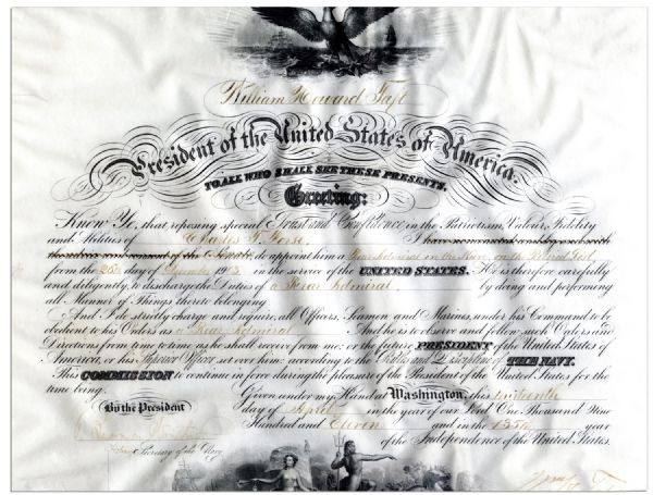 William Taft Signed Naval Document as President