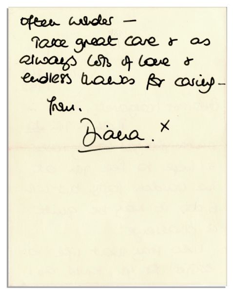 Princess Diana 1992 Autograph Letter Signed -- ''...as always lots of love & endless thanks for caring...''