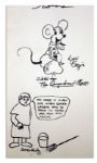 Charles Schulz Draws Snoopy In a Scene With Characters From Ten Other Cartoons -- 23'' x 14.5''