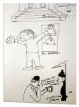 Charles Schulz Draws Snoopy In a Scene With Characters From Ten Other Cartoons -- 23'' x 14.5''