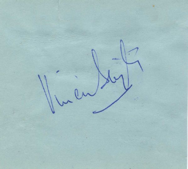 Vivien Leigh Signature on Pale Blue Album Page -- 4.5'' x 4'' -- Very Good Condition -- With Glossy 4'' x 6'' Photo as Scarlett O'Hara