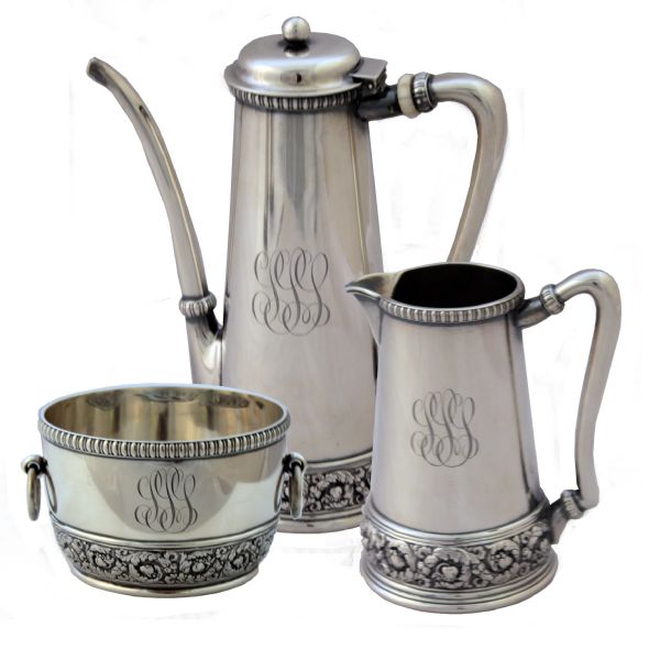 Extraordinary Tiffany & Co. Sterling Silver Coffee Set Dating From the Late 1800's -- Three-Piece Set in Near Fine Condition