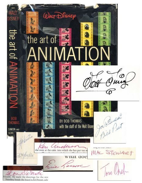 Bold, Fanciful Walt Disney Signature in ''The Art of Animation'' -- Countersigned by Nine Legendary Disney Artists -- Scarce