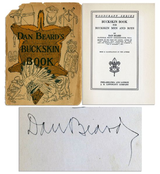 Dan Beard ''Buckskin Book'' Signed -- 1929 Boy Scouts of America Woodcraft Series