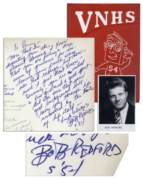 Senior High School Yearbook Signed by Robert Redford -- Also Features Images of Classmate Don Drysdale