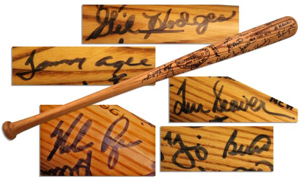 1969 Mets Team Signed World Series Bat -- Signed by Nolan Ryan, Yogi Berra, Tom Seaver, Gil Hodges, Tommie Agee -- With PSA/DNA COA