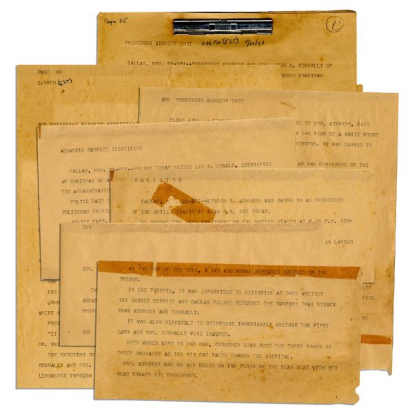 Original UPI Press Teletypes on John F. Kennedy's Assassination