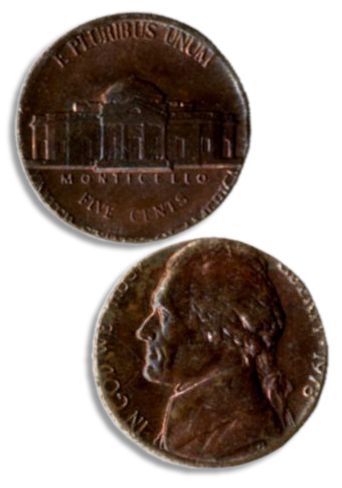 1978 Jefferson Nickel Error Coin -- Struck on a Penny Planchet