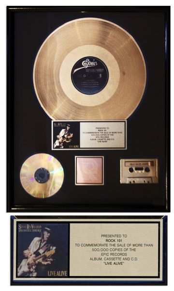 Stevie Ray Vaughan and Double Trouble Gold RIAA Award for ''Live Alive''