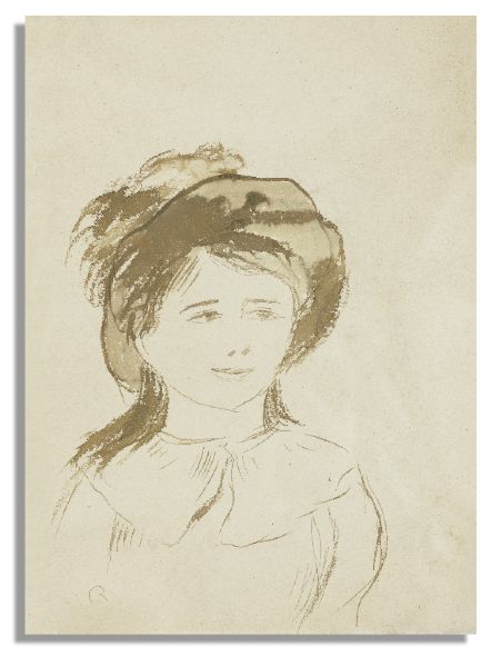 Pierre-Auguste Renoir Drawing -- Portrait of a Young Girl ''Fillette''