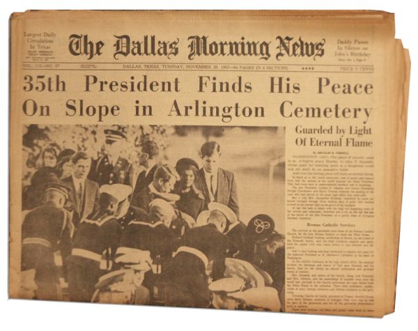 JFK Assassination Newspaper -- ''The Dallas Morning News'' -- 26 November 1963