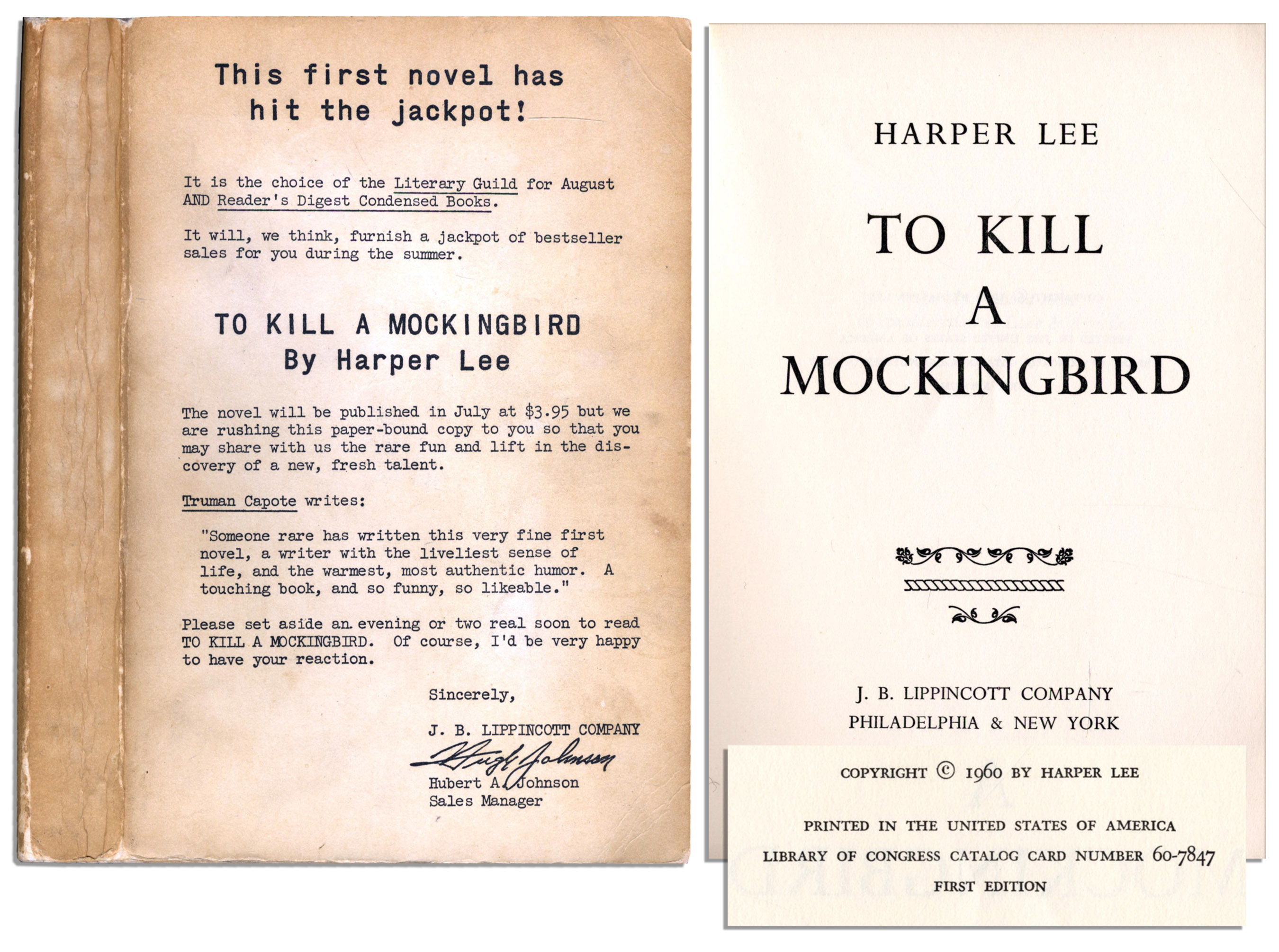 Lot Detail - ''To Kill a Mockingbird'' Advance Reading Copy -- One of ...