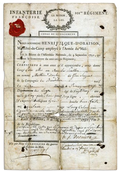 Napoleonic General Henri Fulque-d'Oraison Document Signed 