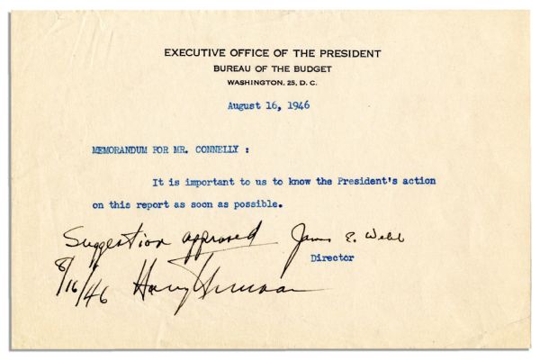 Harry Truman 1946 Document Signed as President