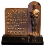 Vintage, Circa 1930s Tablet Academy Award -- Lost Academy Award Exchanged for the Oscar Statuette