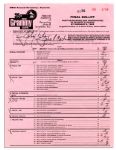 Johnny Cash Signed Grammy Ballot