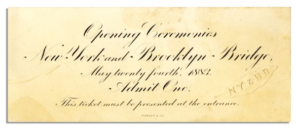 Brooklyn Bridge Opening Ceremony Ticket -- Printed by Tiffany & Co.
