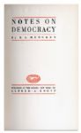 Signed First Edition of ''Notes on Democracy'' by Satirist  H.L. Mencken