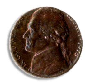 1978 Jefferson Nickel Error Coin -- Struck on a Penny Planchet