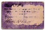 Scarce 1869 Pass to Watch the First Baseball Team in American History -- ''Buckeye Base Ball Club of Cincinnati''