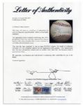 Rare Leo Durocher Single Signed Baseball -- ''Leo the Lip'' Signs on the Sweet Spot -- With PSA/DNA COA