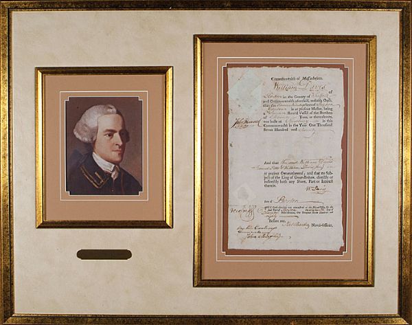 John Hancock 1780 Naval Document Signed as Governor of Massachusetts