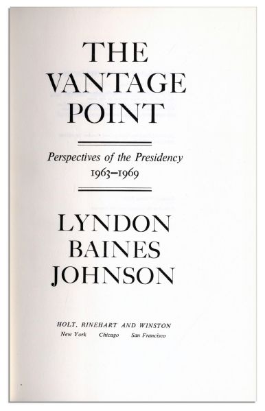 Lyndon Johnson Signed First Edition of ''The Vantage Point''