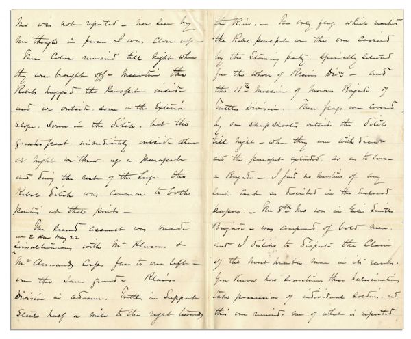 Fantastic William Sherman Autograph Letter Signed -- Sherman Details the Assault on Vicksburg -- ''...You know how sometimes these halucinations [sic] take possession of individual soldiers...''