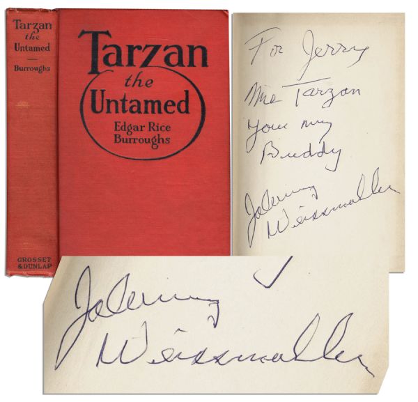 Tarzan Movie Star Johnny Weissmuller Signed ''Tarzan The Untamed'' -- ''Me Tarzan you my buddy / Johnny Weissmuller''