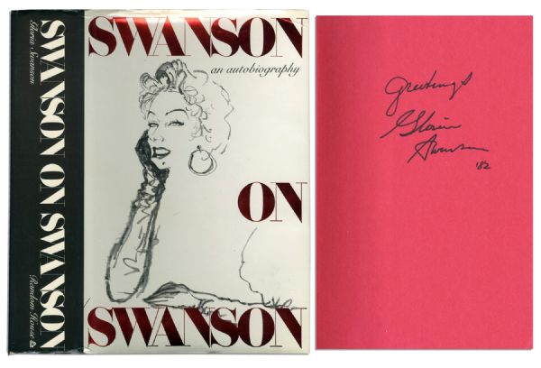 Gloria Swanson Signed Memoir -- ''Greetings / Gloria Swanson''