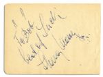 Horror Actress Ilona Massey Autograph Album Page -- To Bob / best of Luck / Ilona Massey In Blue Ink -- 6 x 4.5 -- Toning, Light Smudging & Perforation to Right Edge -- Very Good