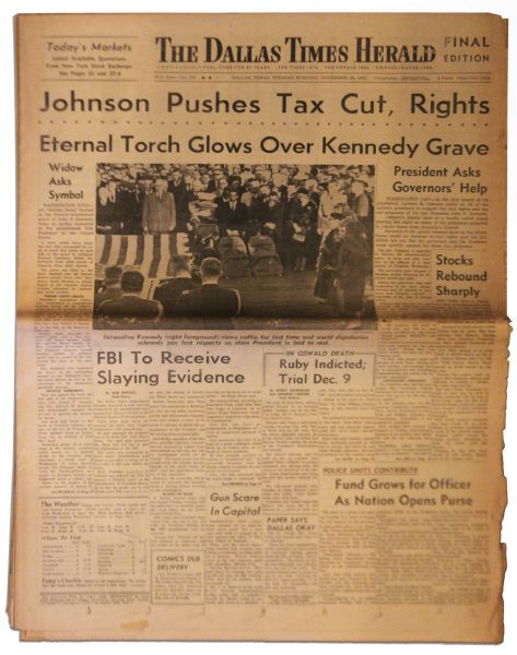 JFK Assassination Newspaper -- ''Dallas Times Herald'' -- 26 November 1963