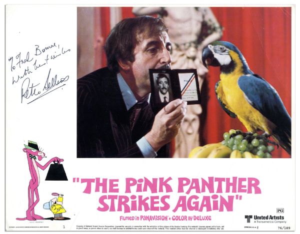 ''The Pink Panther Strikes Again'' Lobby Card Signed by Peter Sellers