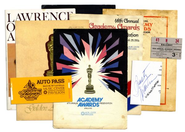 Lot of Five Academy Award Ceremony Programs From 1974-1978 -- 1978 Program Signed by Walter Matthau, Shirley MacLaine & Other Stars