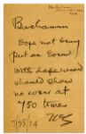 Thomas Edison Autograph Note Signed -- ...Dope not being put on...