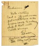 Thomas Edison Autograph Note Signed to His Employee -- ...You have not answered this...