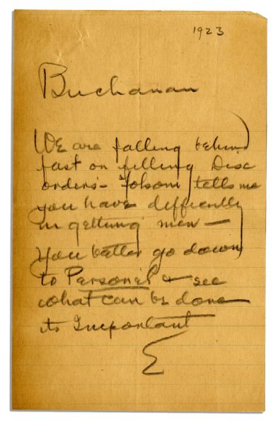 Thomas Edison Autograph Letter Signed -- ''...You better go down to Personel & see what can be done...''